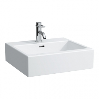 Praustuvas Laufen LIVING 500x460x155 mm, baldinis, šlifuota apačia, su 1 anga maišytuvui viduryje 